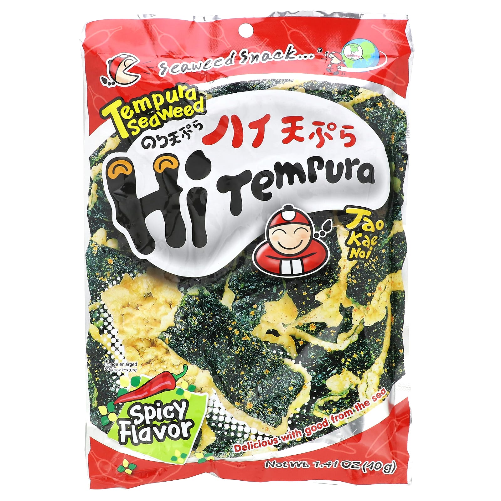 Tao Kae Noi, HiTempura Seaweed Snack, Spicy, 1.41 oz (40 g) - Image 1