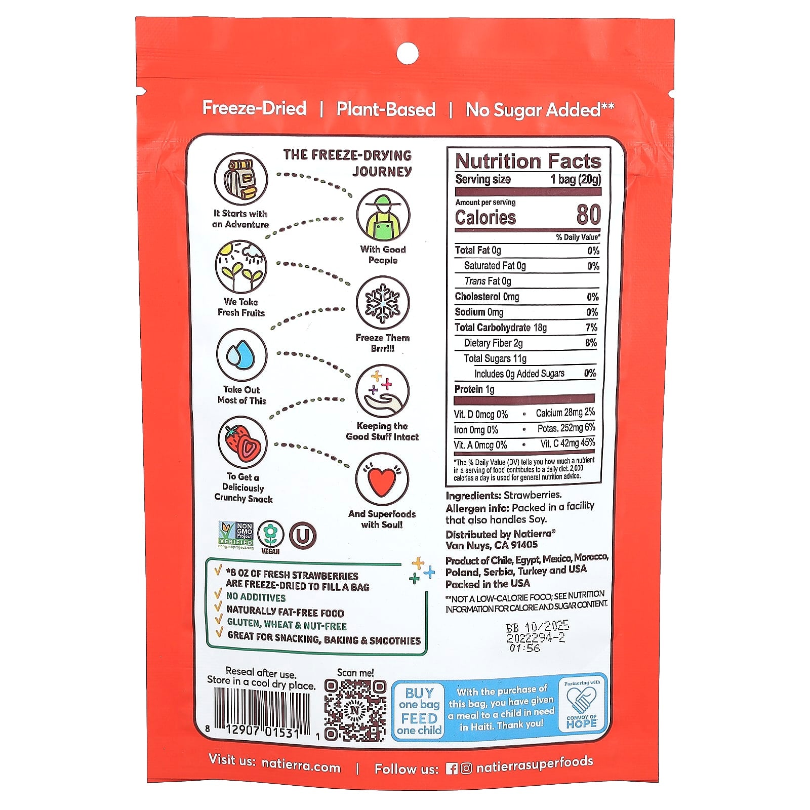 Natierra, Premium Freeze-Dried Strawberries, 0.7 oz (20 g) - Image 2