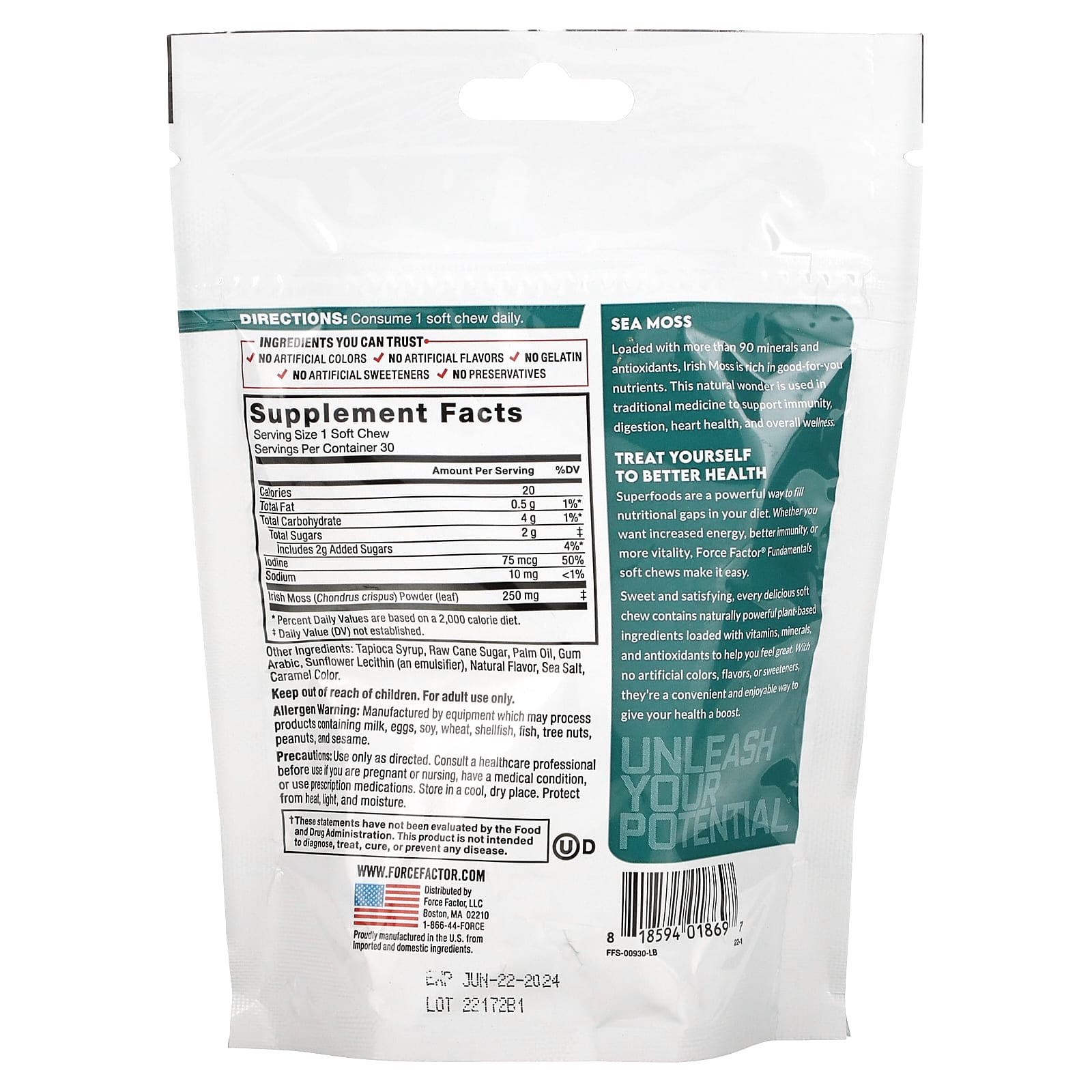 Unlock Daily Wellness with Force Factor Fundamentals Sea Moss Soft Chews - Image 2