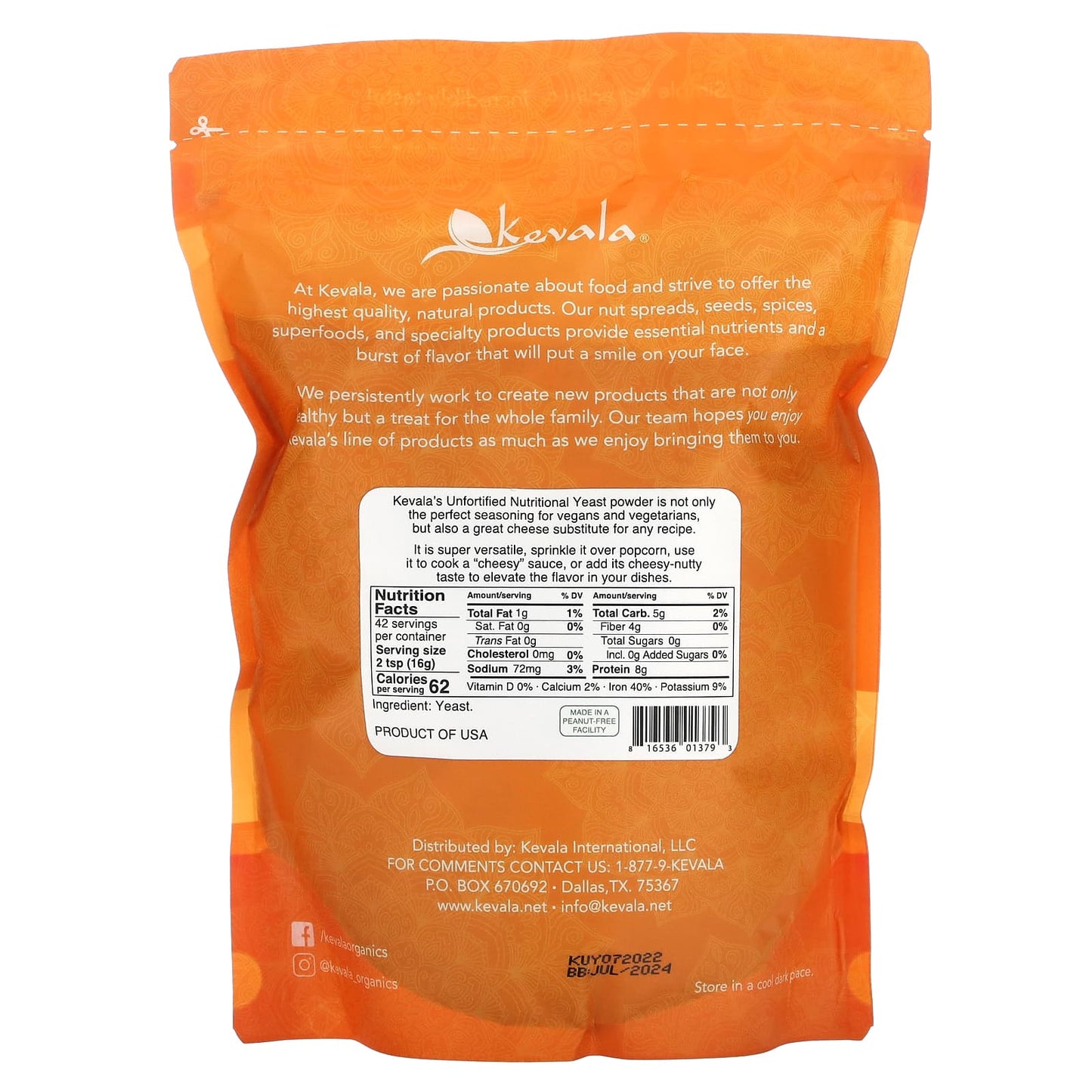 Kevala, Unfortified Nutritional Yeast Powder, 1.5 lb (680 g) - Image 2