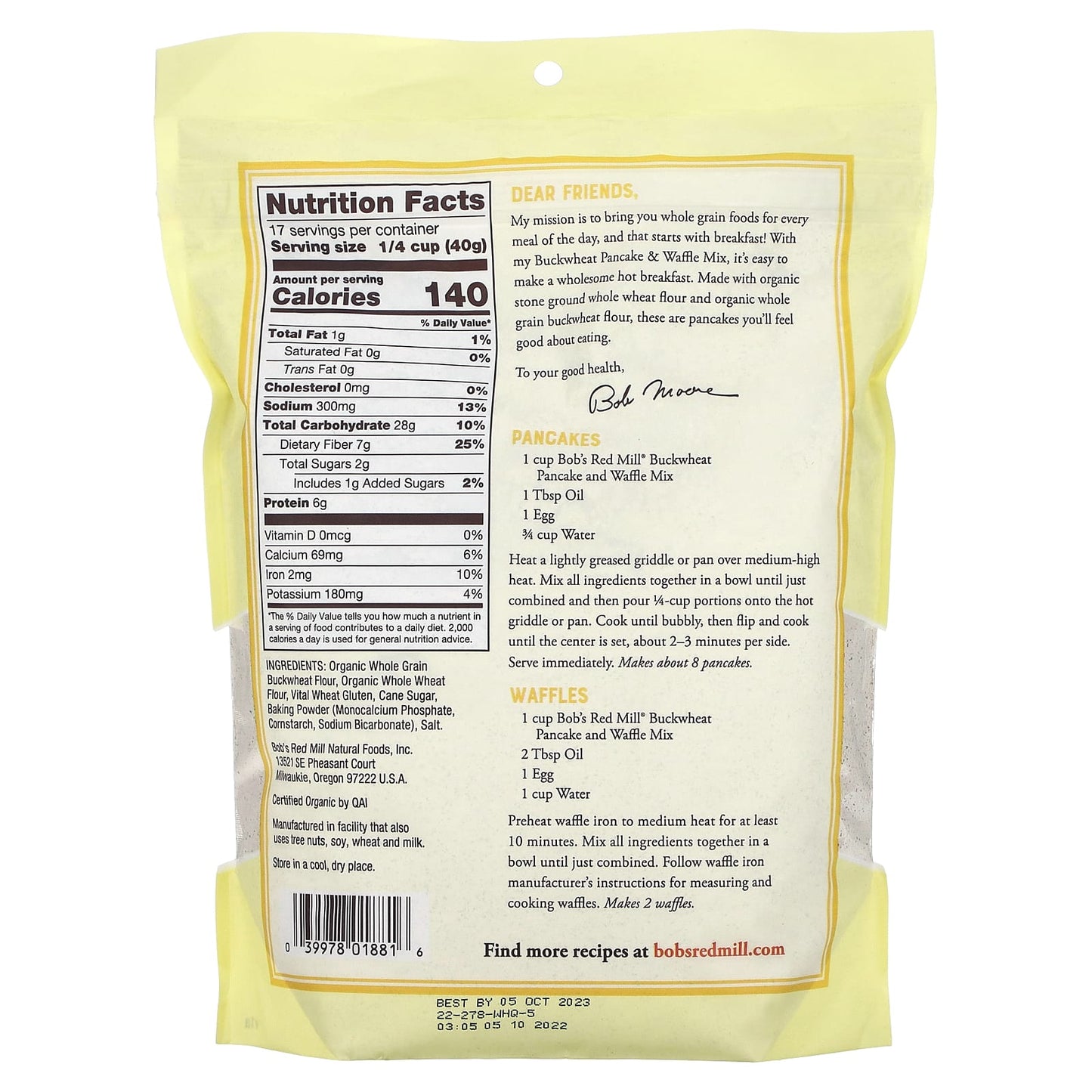Bob's Red Mill Buckwheat Pancake & Waffle Mix, Whole Grain, Non-GMO - Image 2