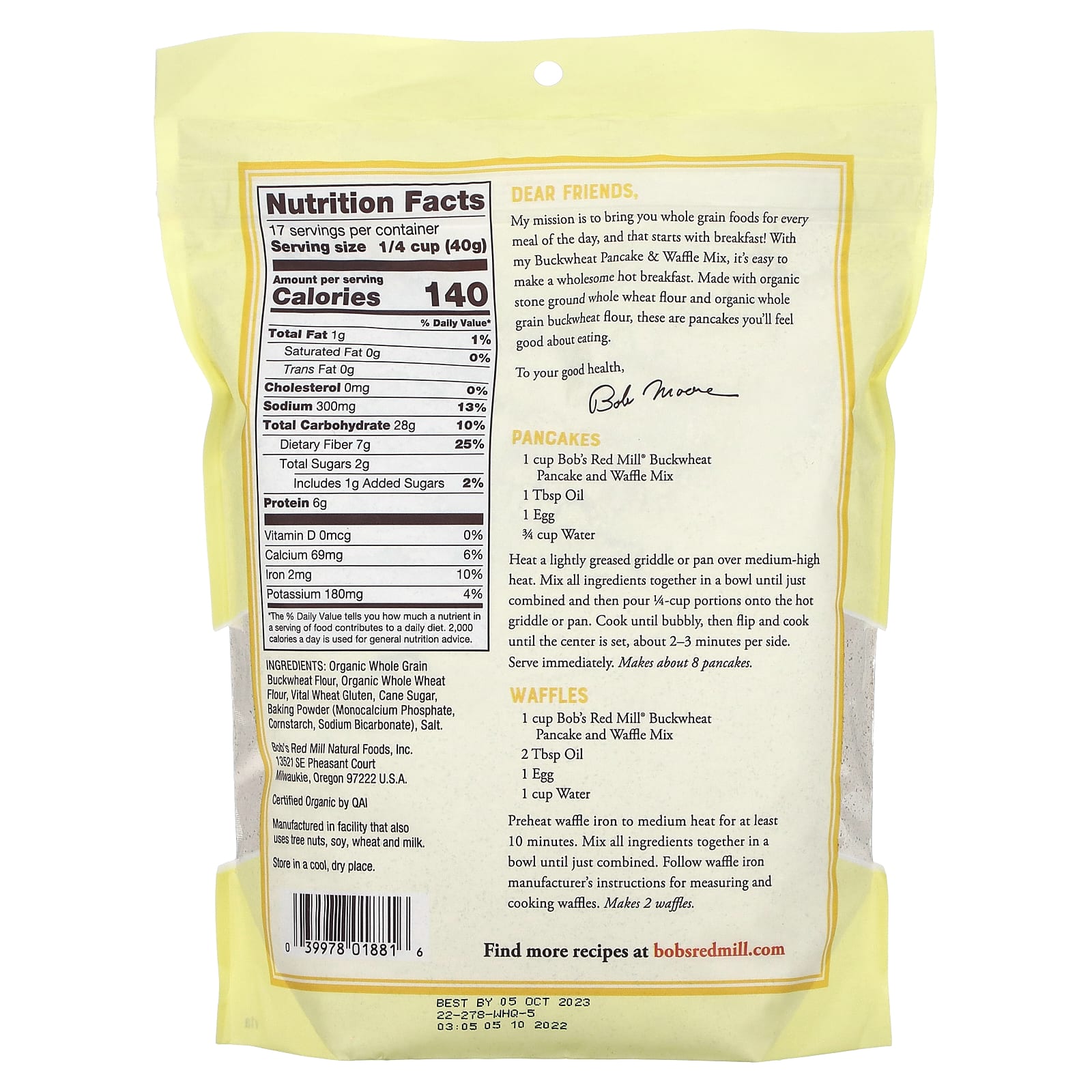 Bob's Red Mill Buckwheat Pancake & Waffle Mix, Whole Grain, Non-GMO - Image 2