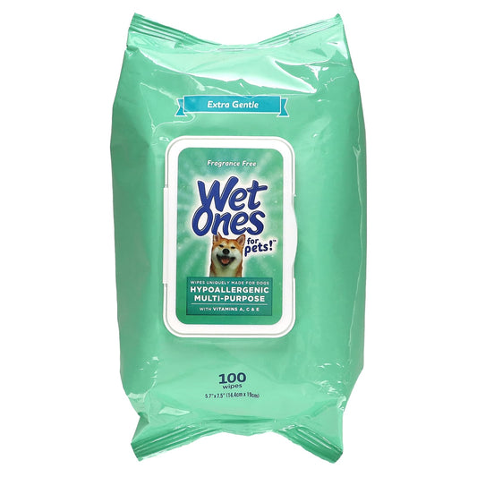 Wet Ones, Hypoallergenic Multi-Purpose with Vitamin A, C & E Wipes, For Dogs, Fragrance Free , 100 Wipes - Image 1