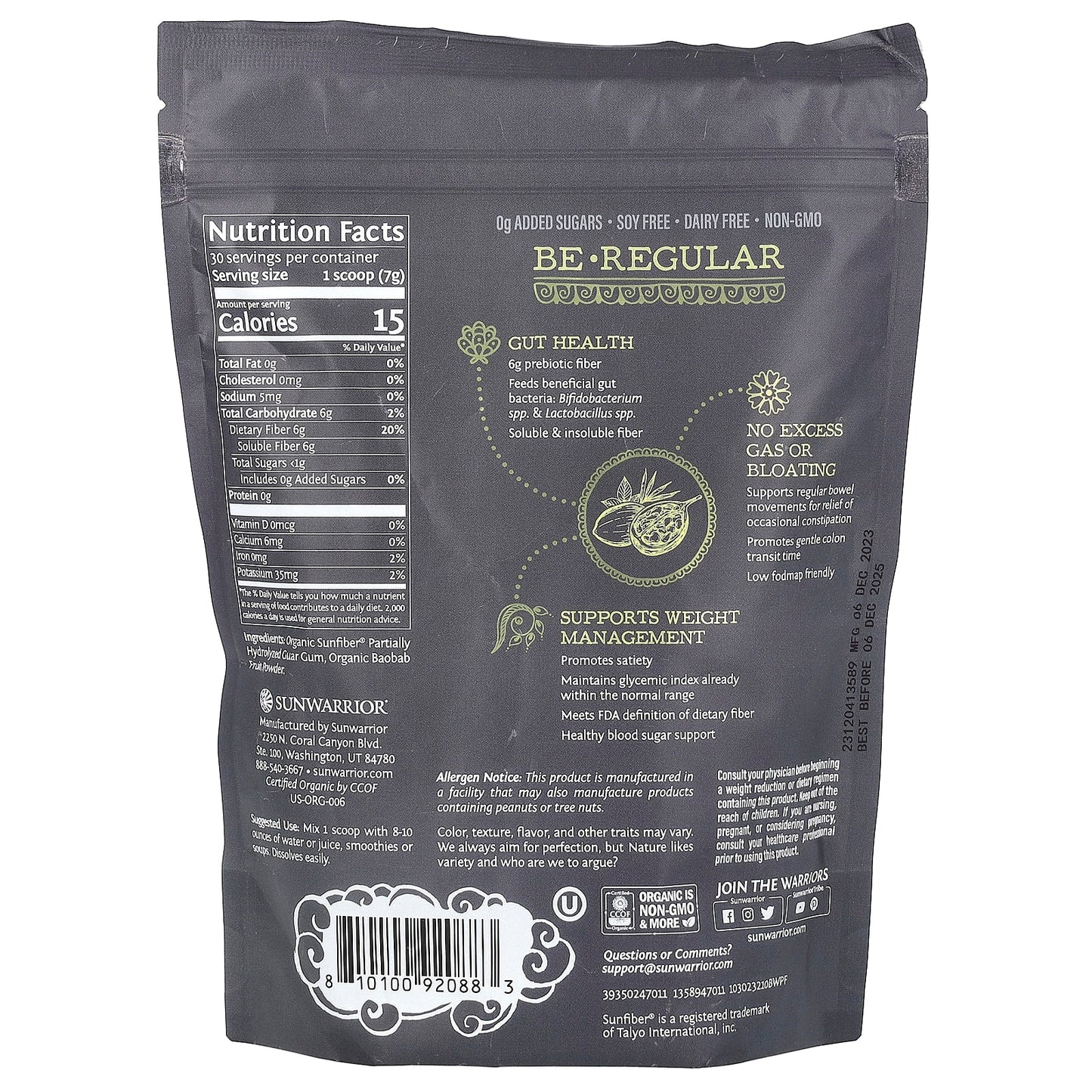 Sunwarrior, Organic Prebiotic Fiber, 7.4 oz (210 g) - Image 2