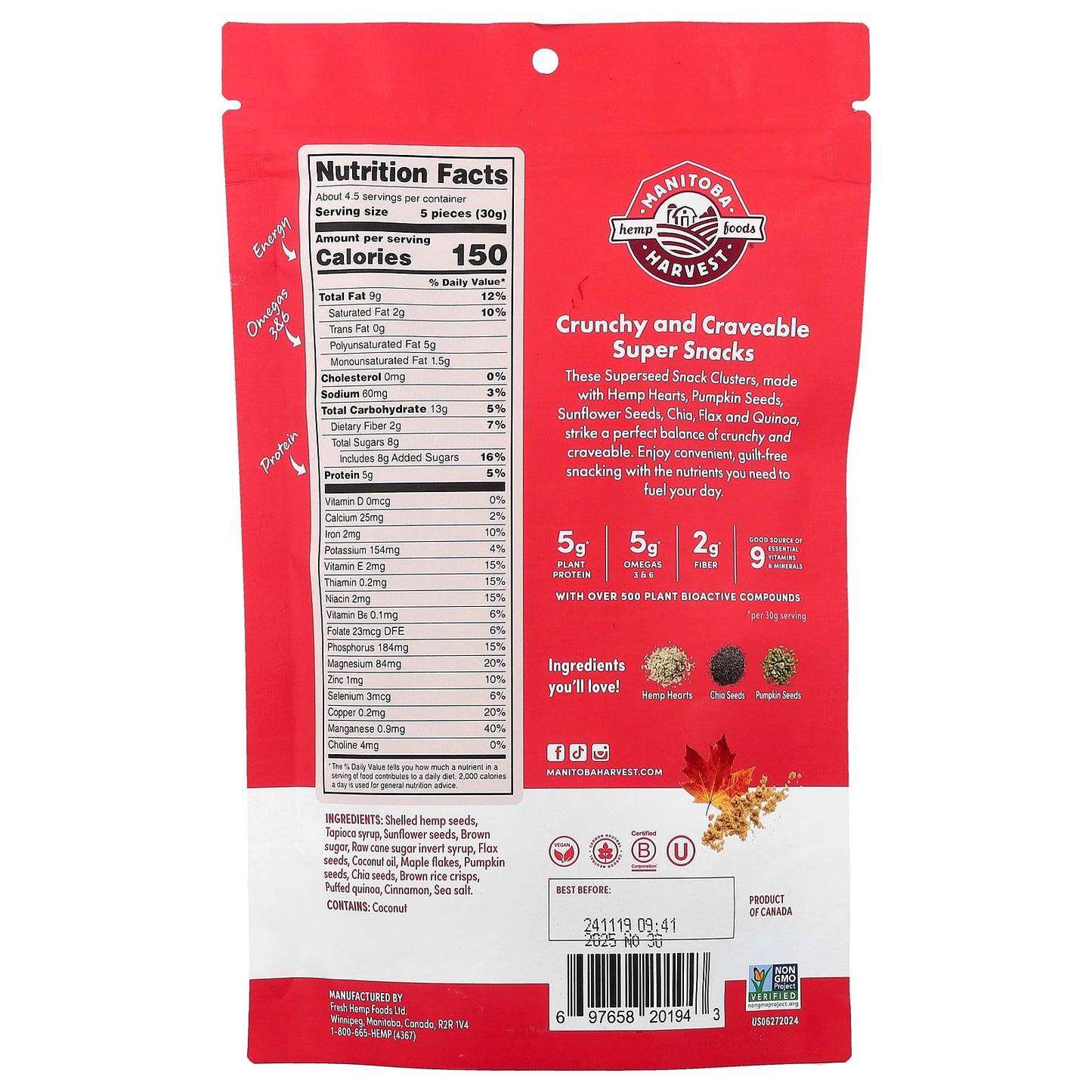 Manitoba Harvest, Superseed Snack Clusters, Maple & Brown Sugar, 4.6 oz (130 g) - Image 2