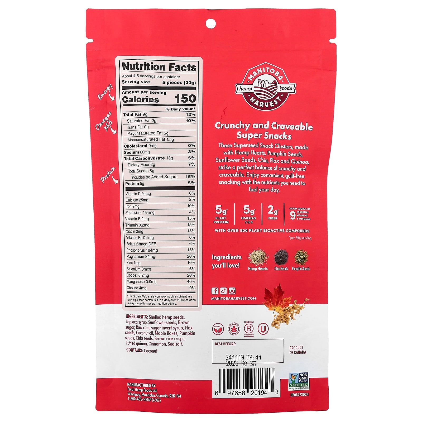 Manitoba Harvest, Superseed Snack Clusters, Maple & Brown Sugar, 4.6 oz (130 g) - Image 2