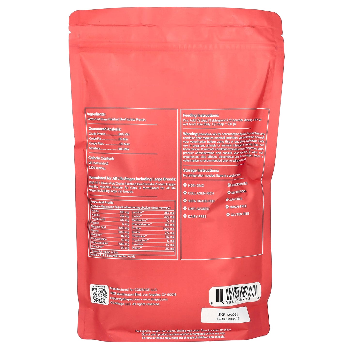 CodeAge DNA Pet: Unflavored Beef Isolate Protein for Happy Healthy Muscles in Cats - Image 2