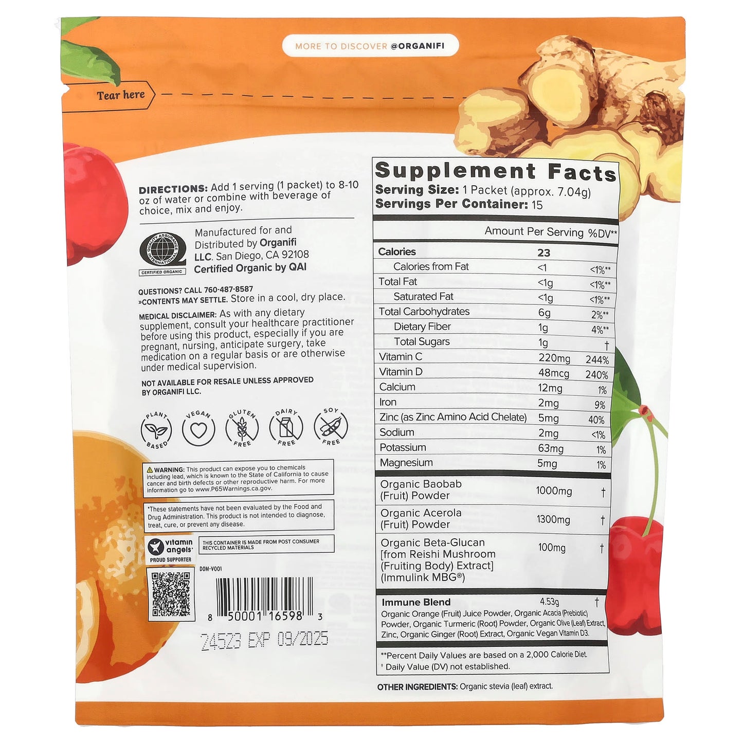 Organifi, Original Immunity, 15 Travel Packs, 3.72 oz (105.6 g) - Image 2