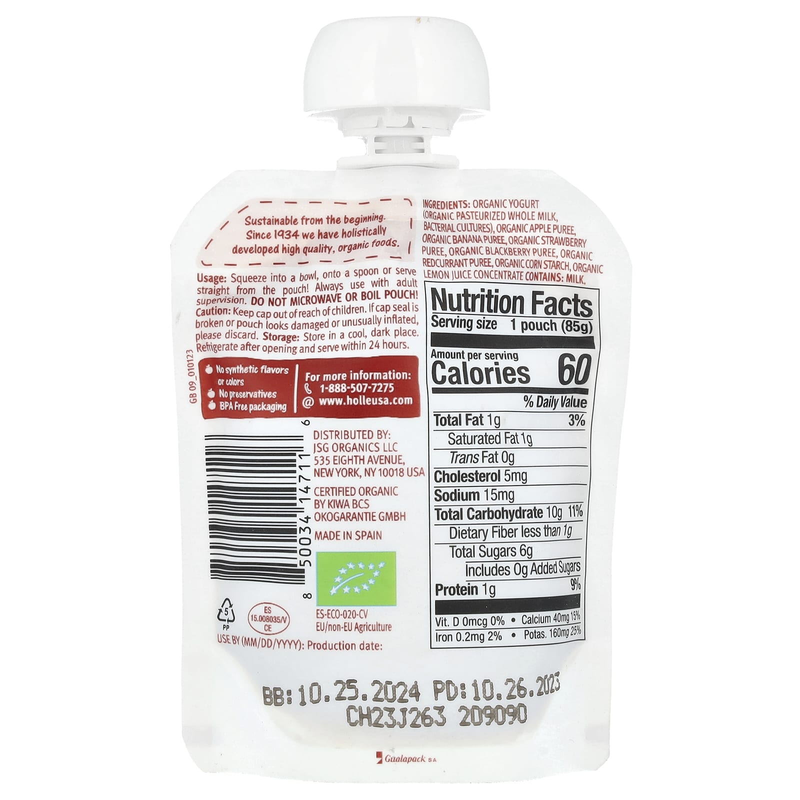 Holle Organic Yogurt for Babies with Apple, Banana & Berries, 8+ months, 3 oz - Image 2