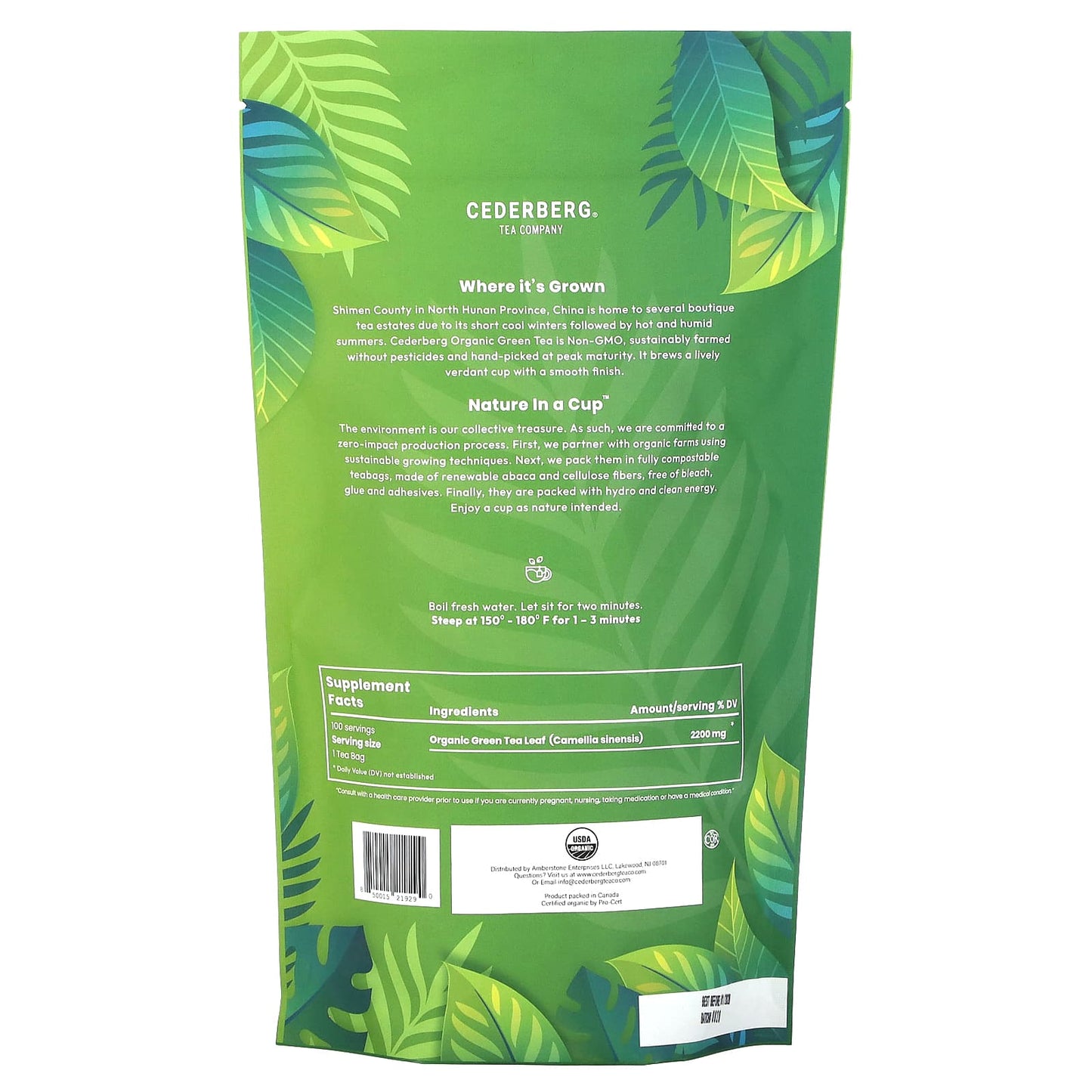 Cederberg Organic Green Tea - 100% Non-GMO, USDA Certified - Image 2