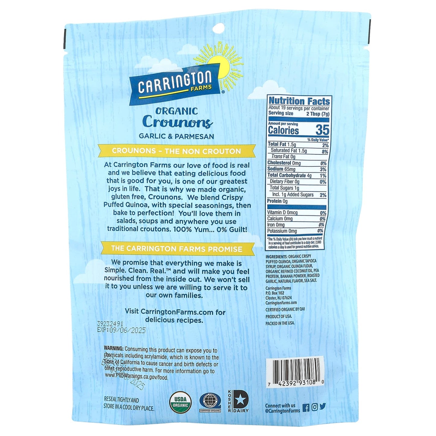 Crunchy Organic Croutons by Carrington Farms, Gluten Free, 4.75 oz - Image 2
