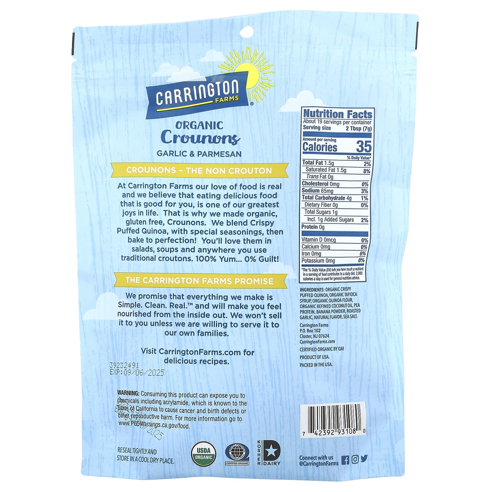 Crunchy Organic Croutons by Carrington Farms, Gluten Free, 4.75 oz - Image 2