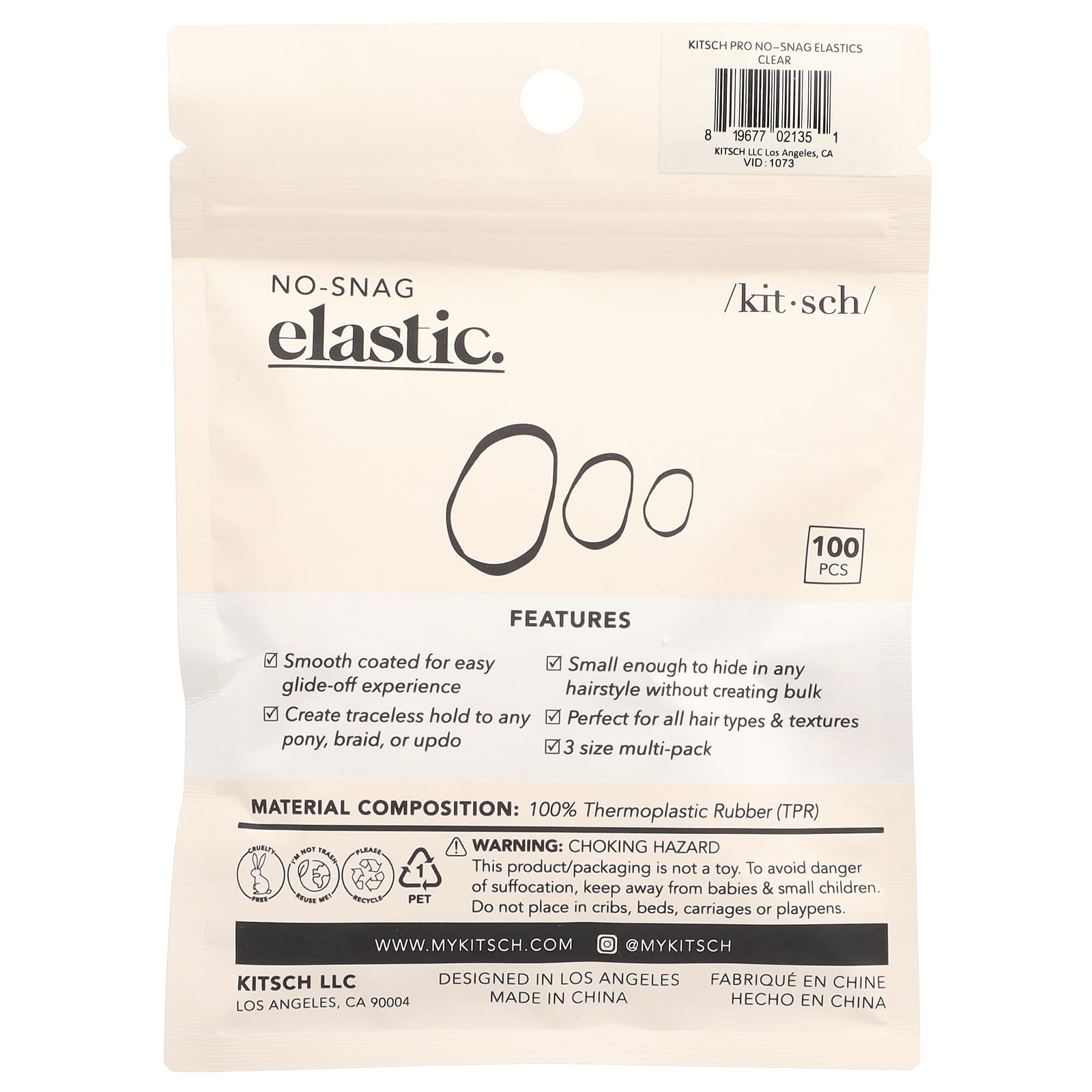 Kitsch, No-Snag Elastic, Clear , 100 Pieces - Image 2
