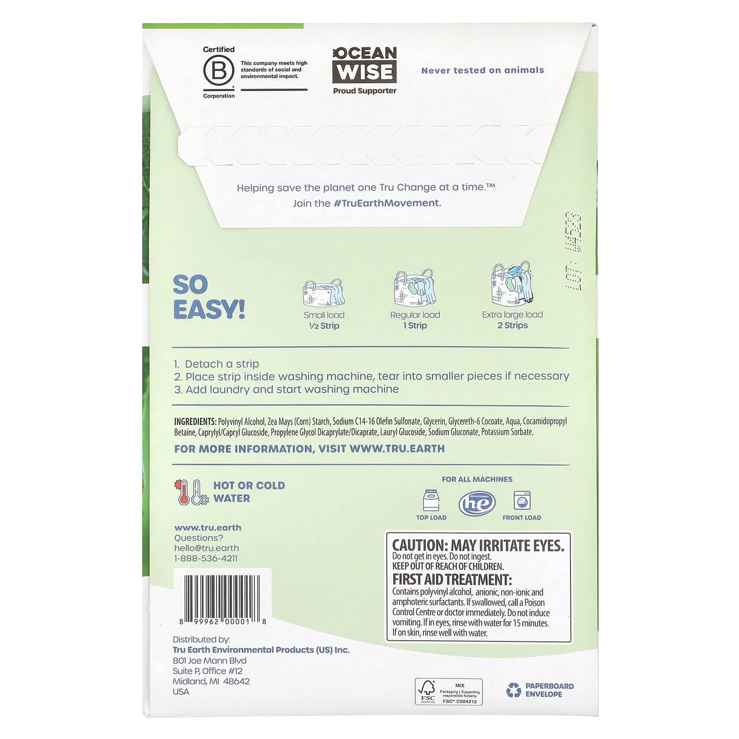 Tru Earth, Eco-Strips®, Laundry Detergent, Ultra Concentrated, Fragrance Free, 32 Strips - Image 2