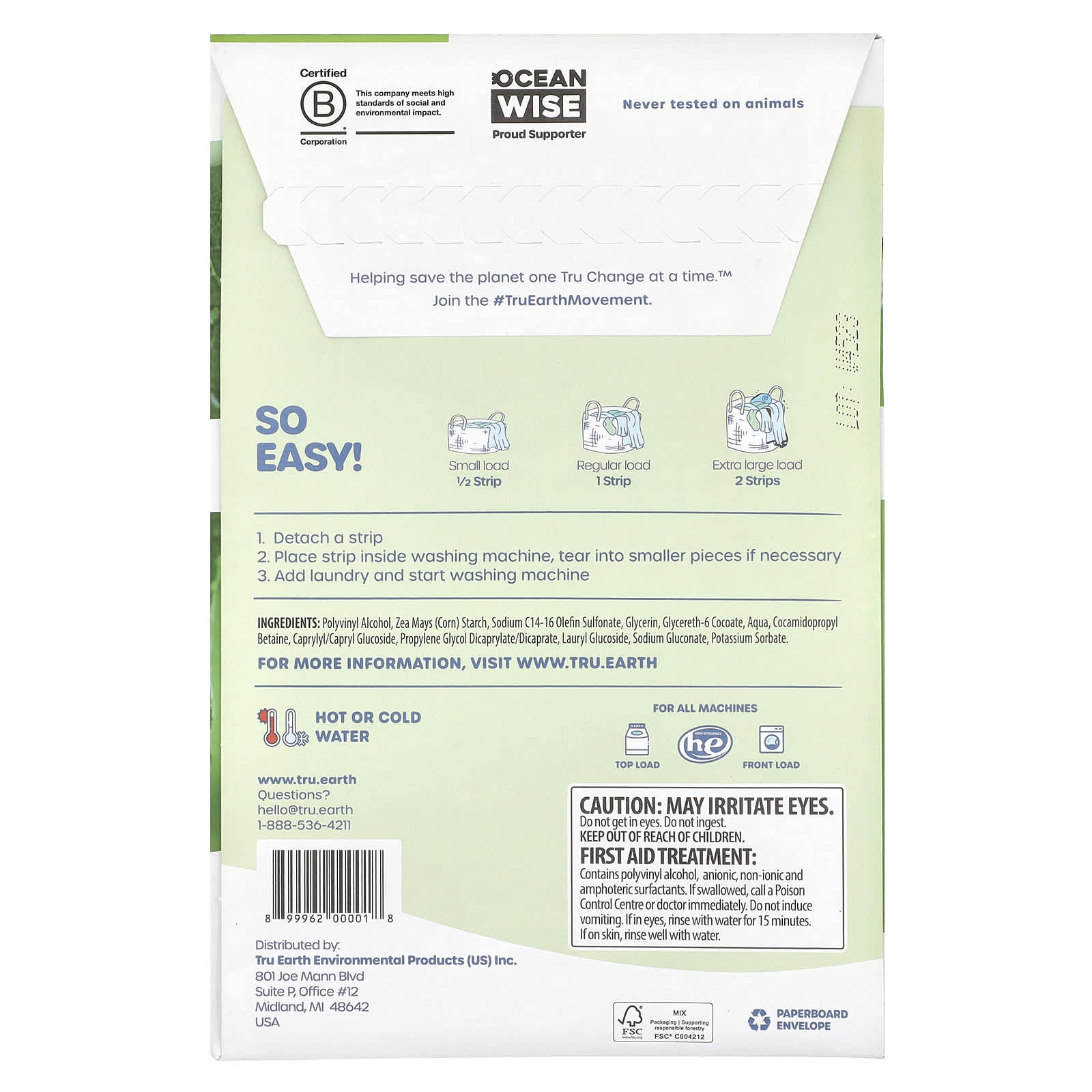 Tru Earth, Eco-Strips®, Laundry Detergent, Ultra Concentrated, Fragrance Free, 32 Strips - Image 2
