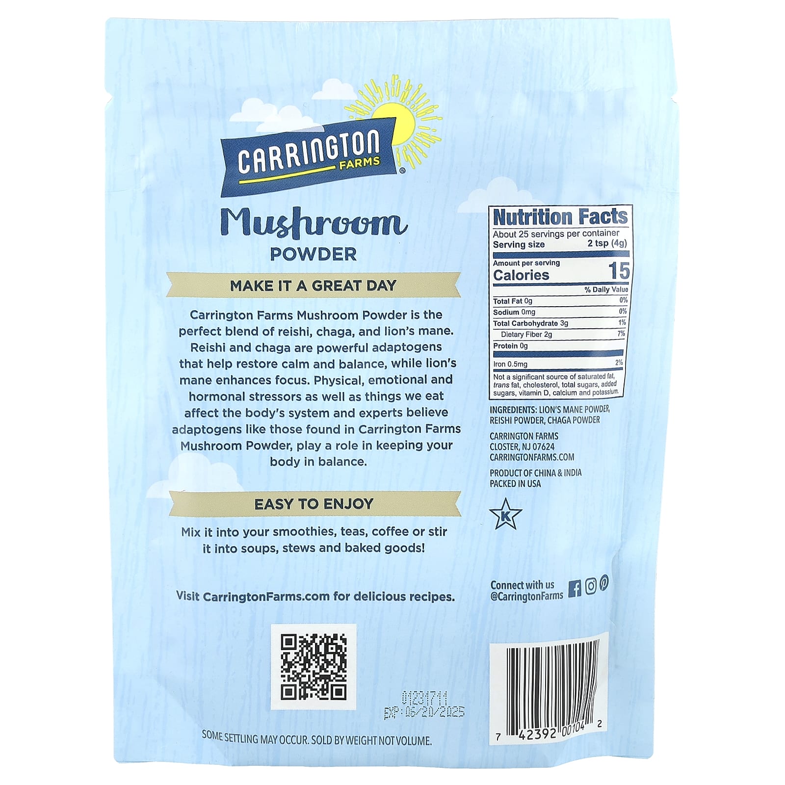 Boost Your Well-being with Carrington Farms Adaptogen Mushroom Powder - Image 2