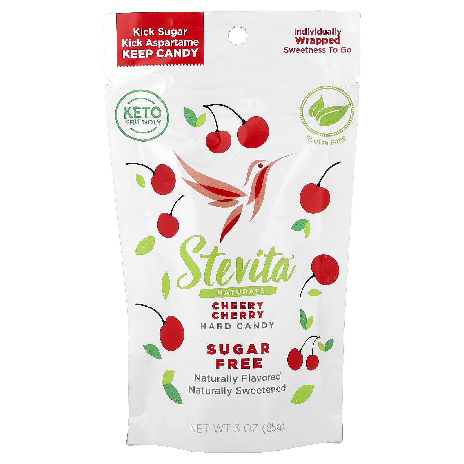 Stevita, Naturals, Sugar Free Hard Candy, Cherry Cherry, 3 oz (85 g) - Image 1