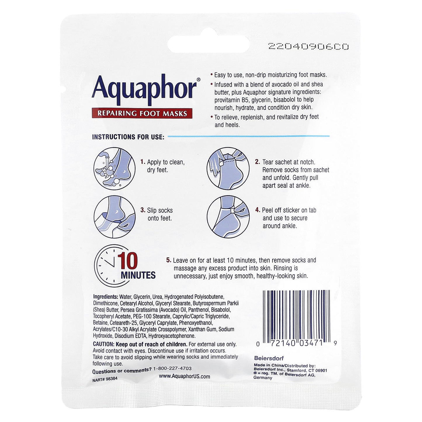 Aquaphor Intensive Foot Mask for Dry Skin, 1 Pair, 20ml - Image 2