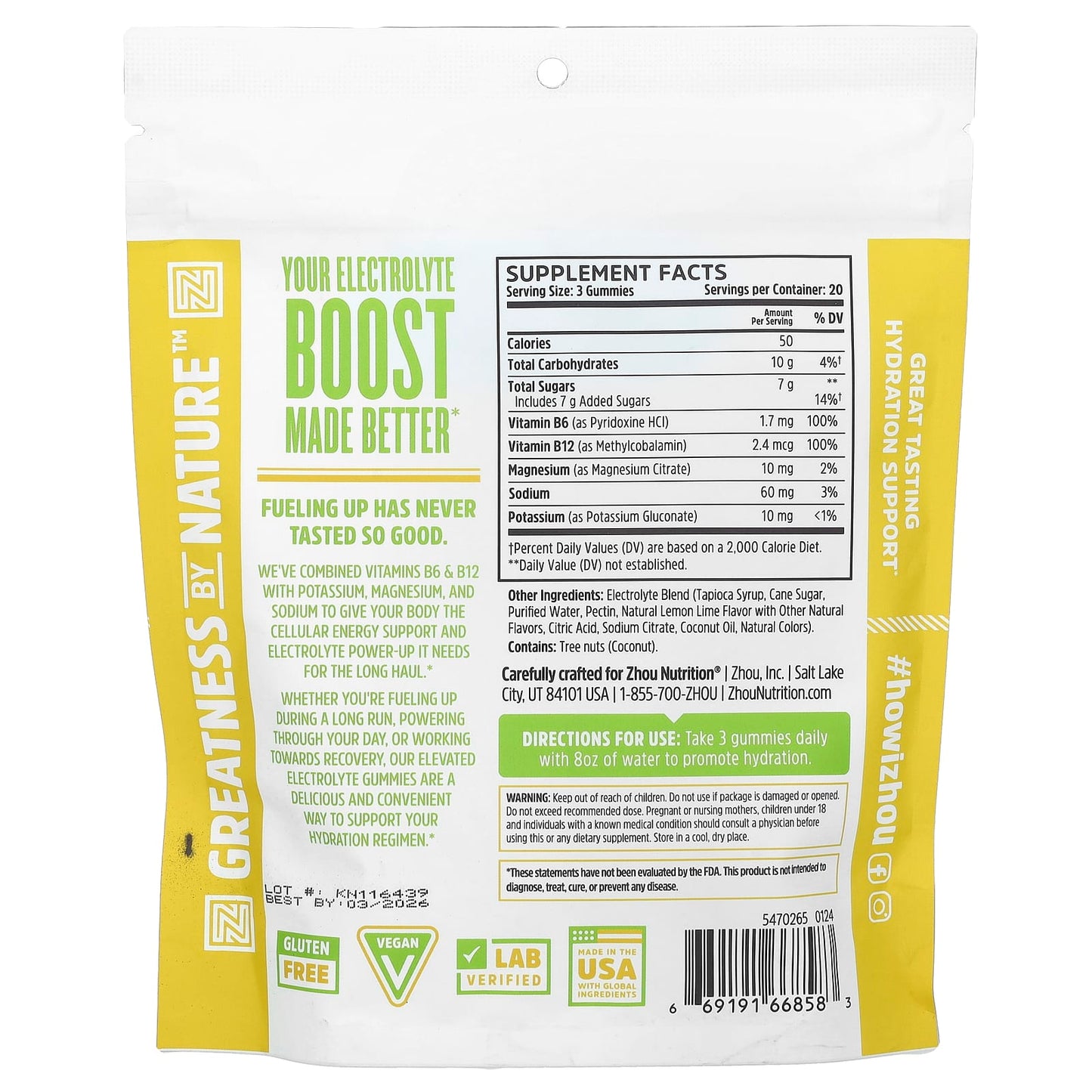 Zhou Nutrition, Hydro-Fuel Gummies, Lemon Lime, 60 Gummies - Image 2