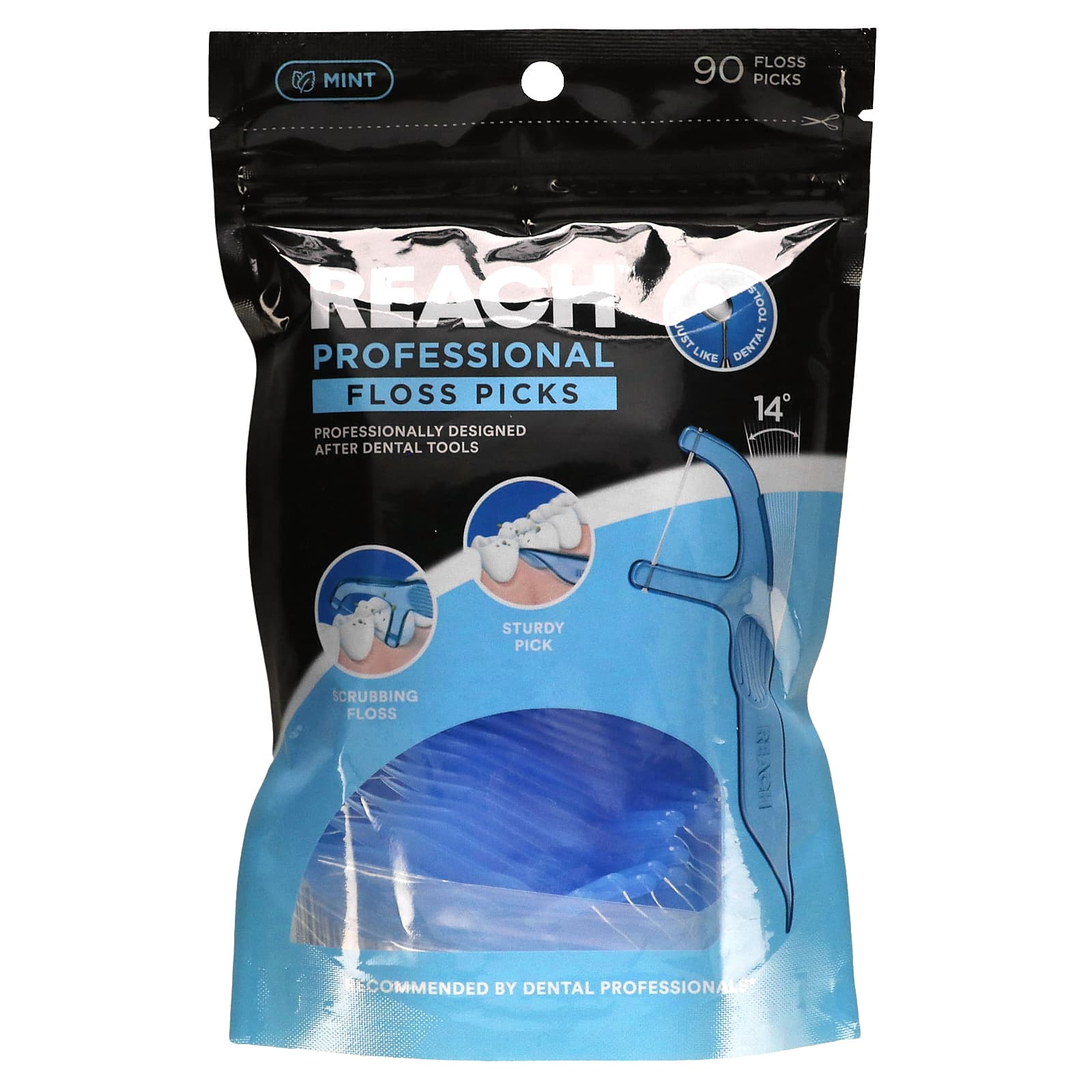 Reach, Professional Floss Picks, Mint, 90 Floss Picks - Image 1