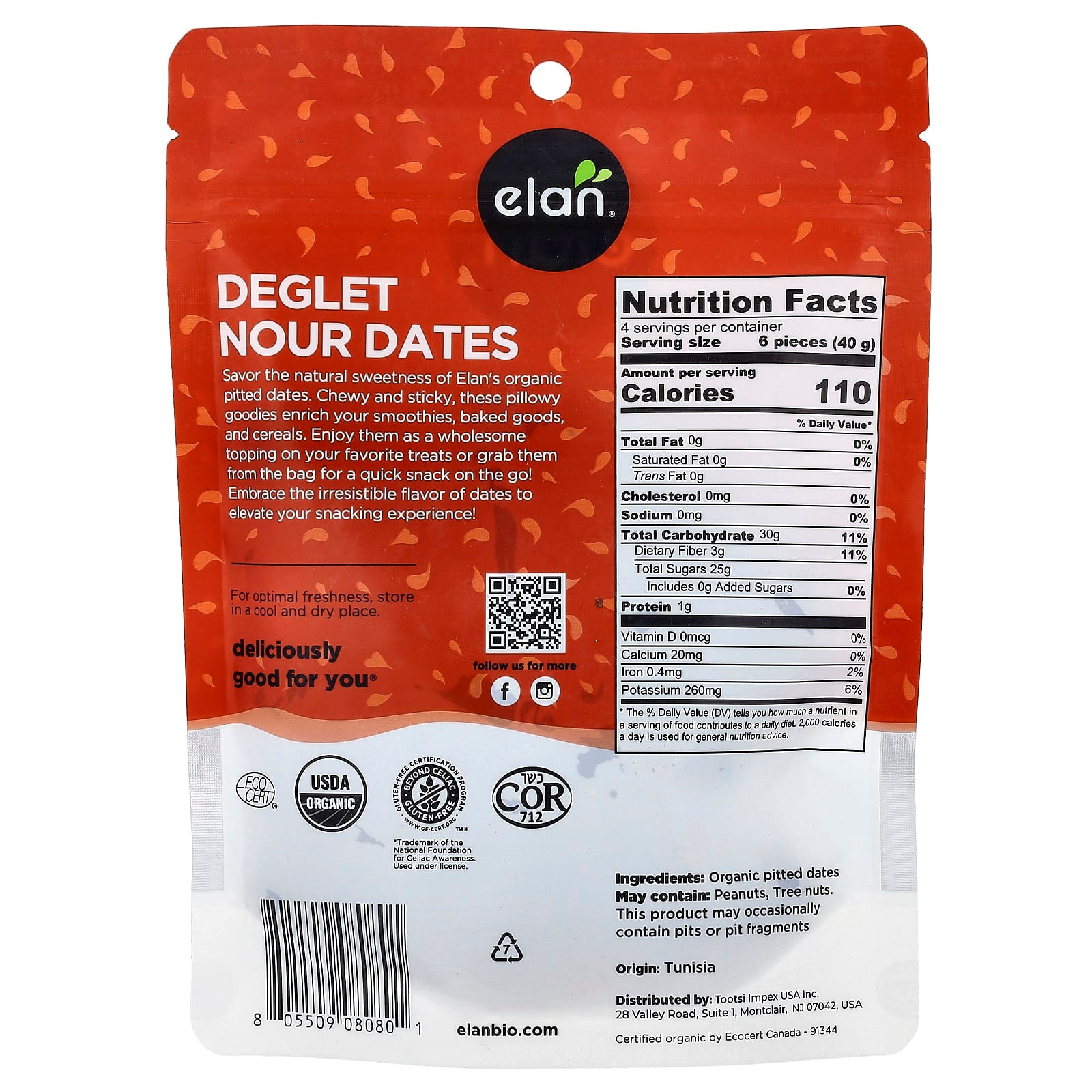 Sweet & Nutritious Organic Pitted Dates by Elan - 6.5 oz - Image 2
