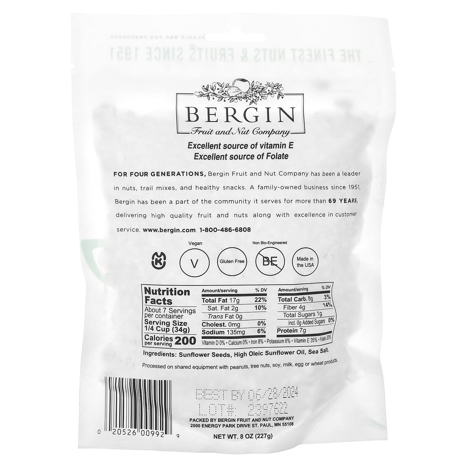 Roasted & Salted Sunflower Seeds by Bergin Fruit & Nut Co. - 8 oz - Image 2