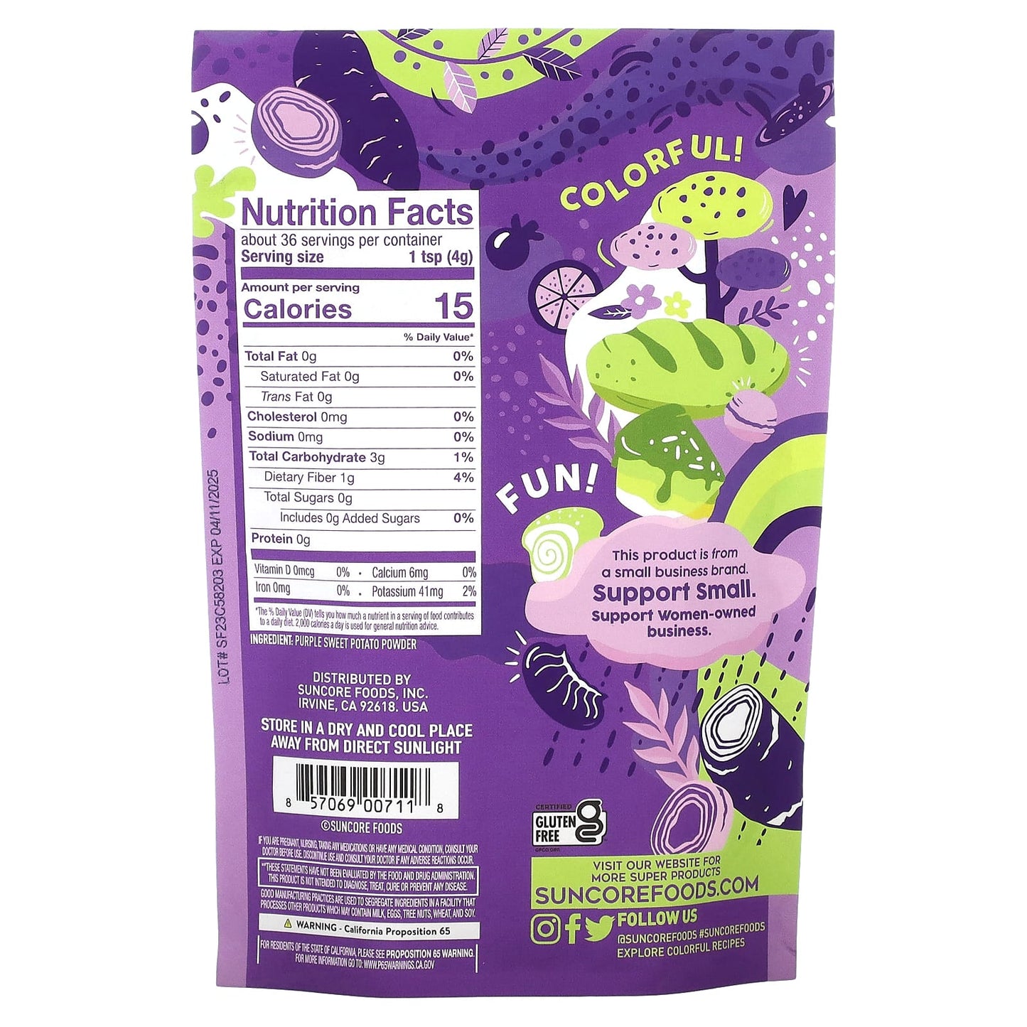 Suncore Foods, Purple Sweet Potato, Supercolor Powder, 5 oz (142 g) - Image 2
