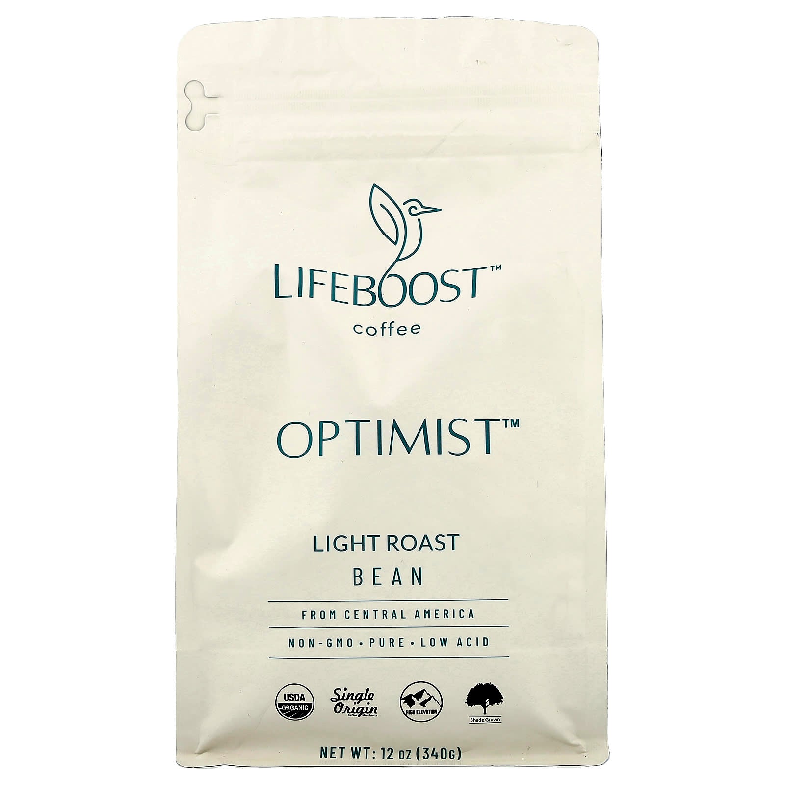 Lifeboost, Coffee, Optimist™, Bean, Light Roast, 12 oz (340 g) - Image 1