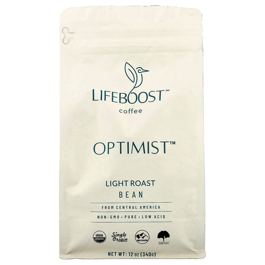 Lifeboost, Coffee, Optimist™, Bean, Light Roast, 12 oz (340 g) - Image 1