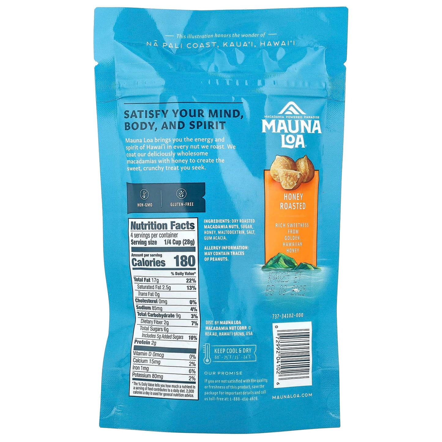 Mauna Loa, Dry Roasted Macadamias, Honey Roasted, 4 oz (113 g) - Image 2