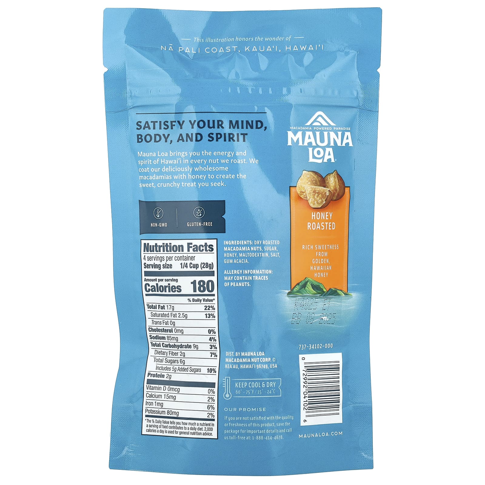 Mauna Loa, Dry Roasted Macadamias, Honey Roasted, 4 oz (113 g) - Image 2