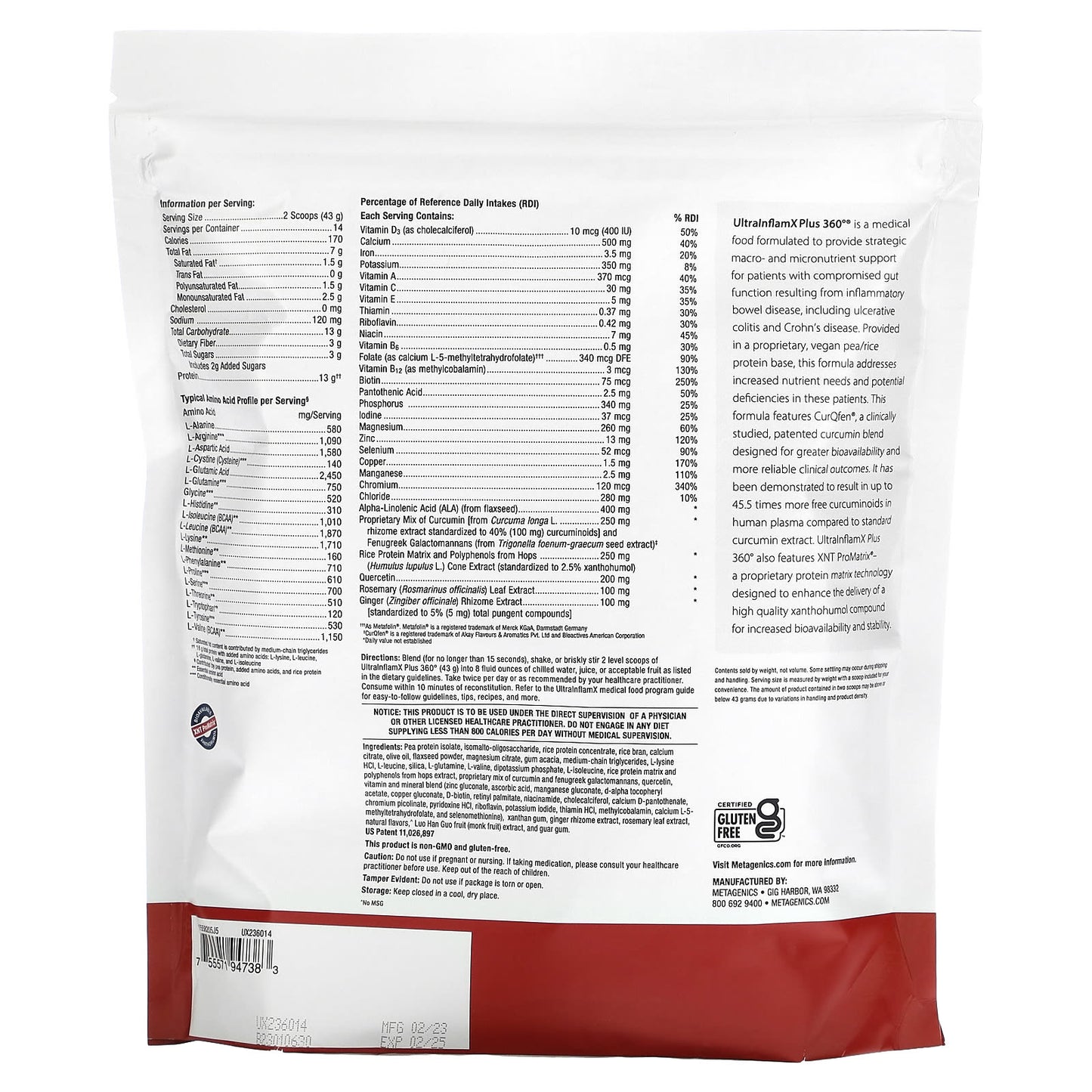 Metagenics, UltralnflamX Plus 360°, Medical Food, Original Spice, 21.23 oz (602 g) - Image 2