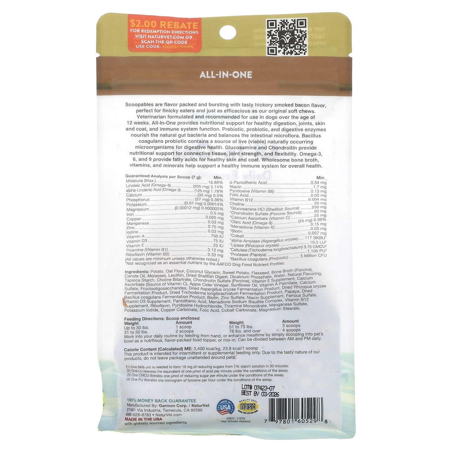 NaturVet, Scoopables All-In-One Daily Essentials, + 4-In-1-Support, For Dogs, Bacon, 45 Scoops, 11 oz (315 g) - Image 2