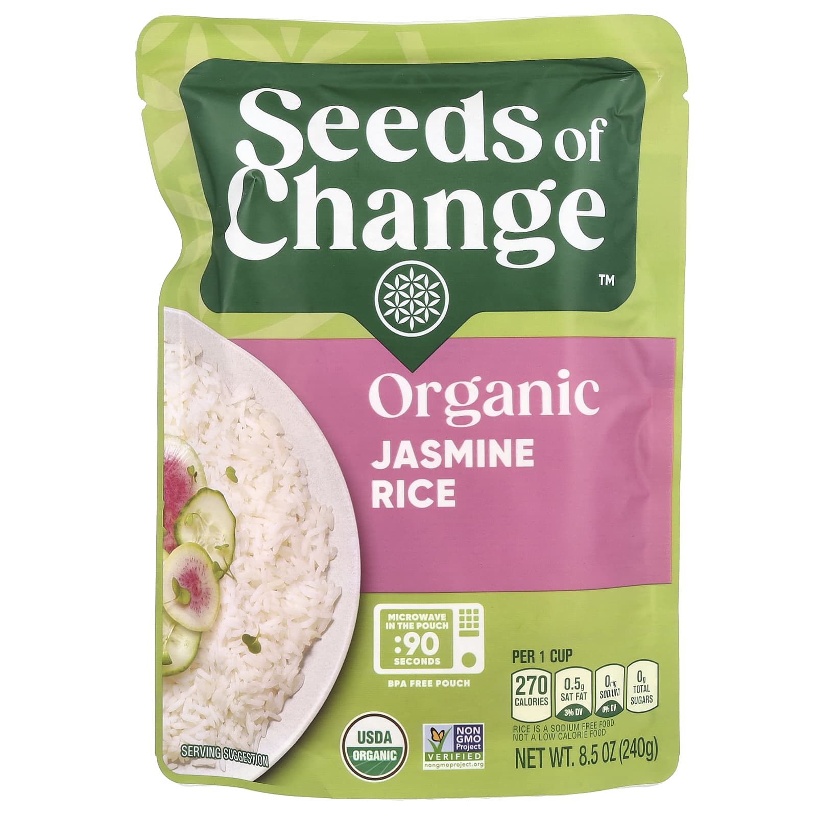 Seeds of Change, Organic Jasmine Rice, 8.5 oz (240 g) - Image 1