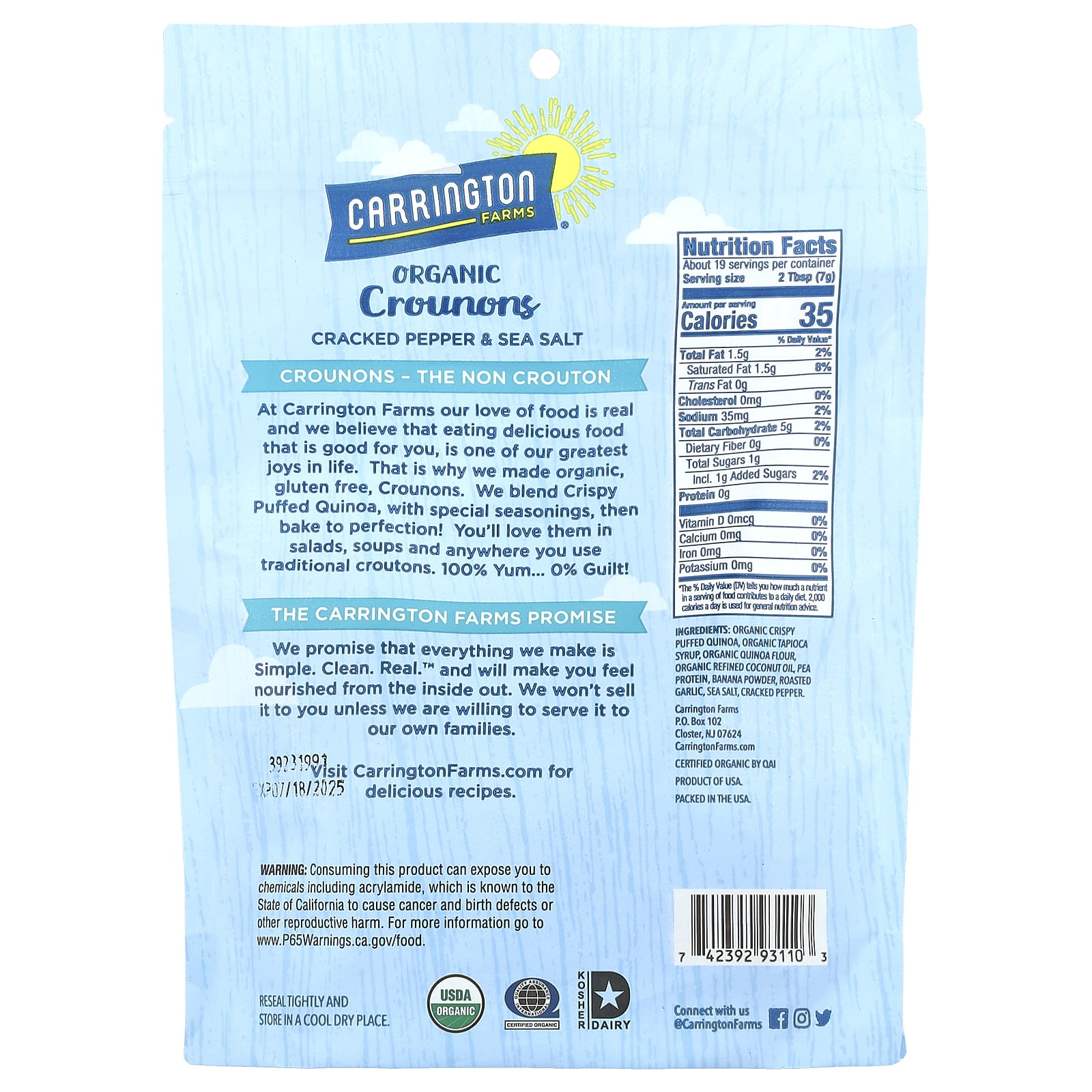 Organic Crouton Alternatives by Carrington Farms - Cracked Pepper & Sea Salt - Image 2