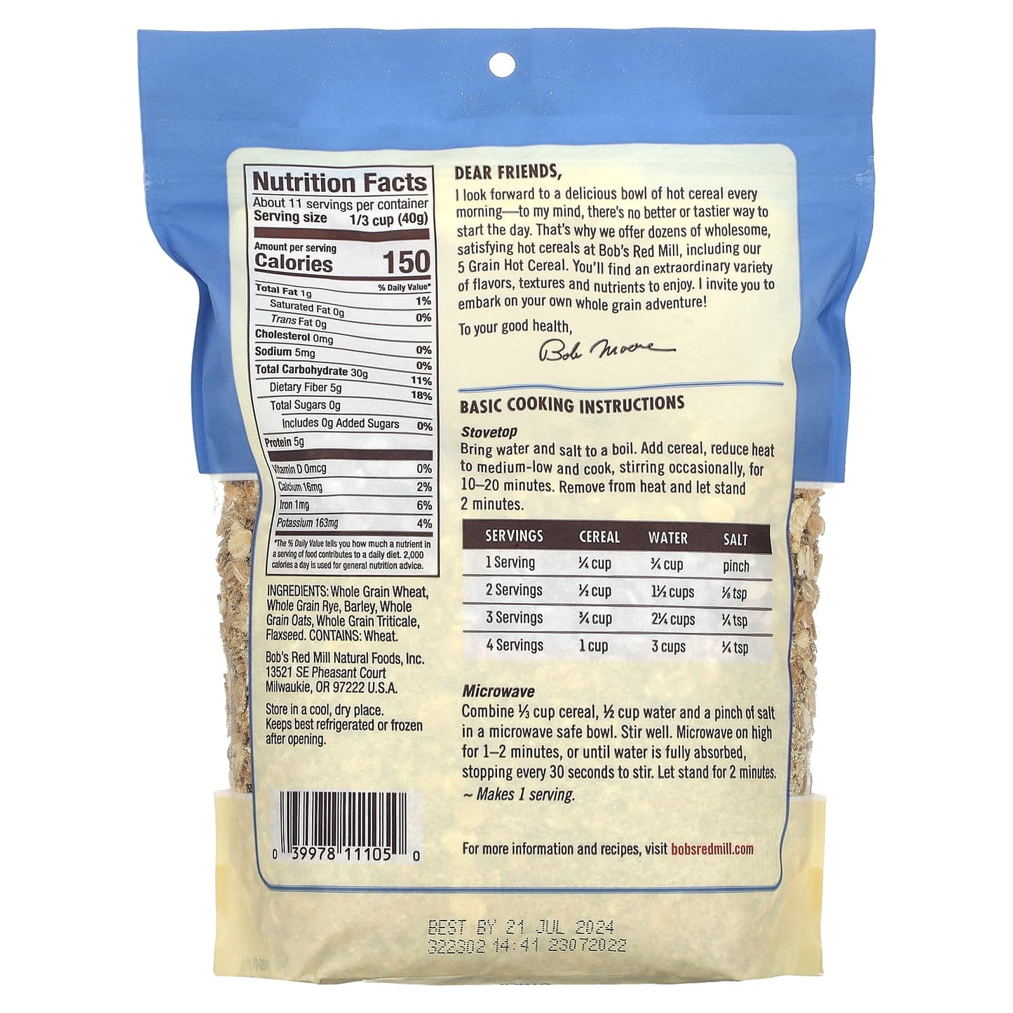 5 Grain Hot Cereal for a Satisfying Breakfast - Bob's Red Mill - Image 2