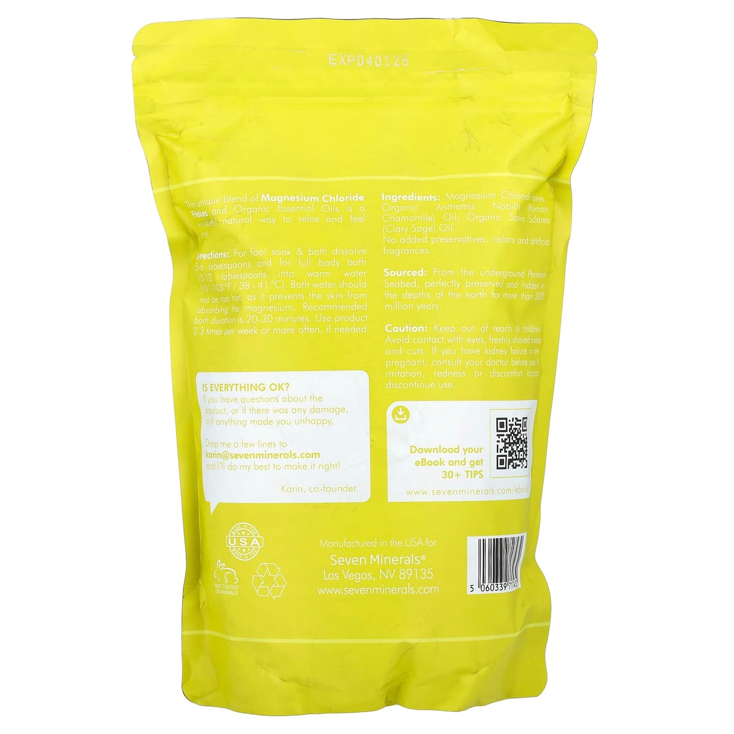 Seven Minerals, Deep Relaxation, Magnesium Bath Flakes, Roman Chamomile & Clary Sage, 3 lb (1.36 kg) - Image 2