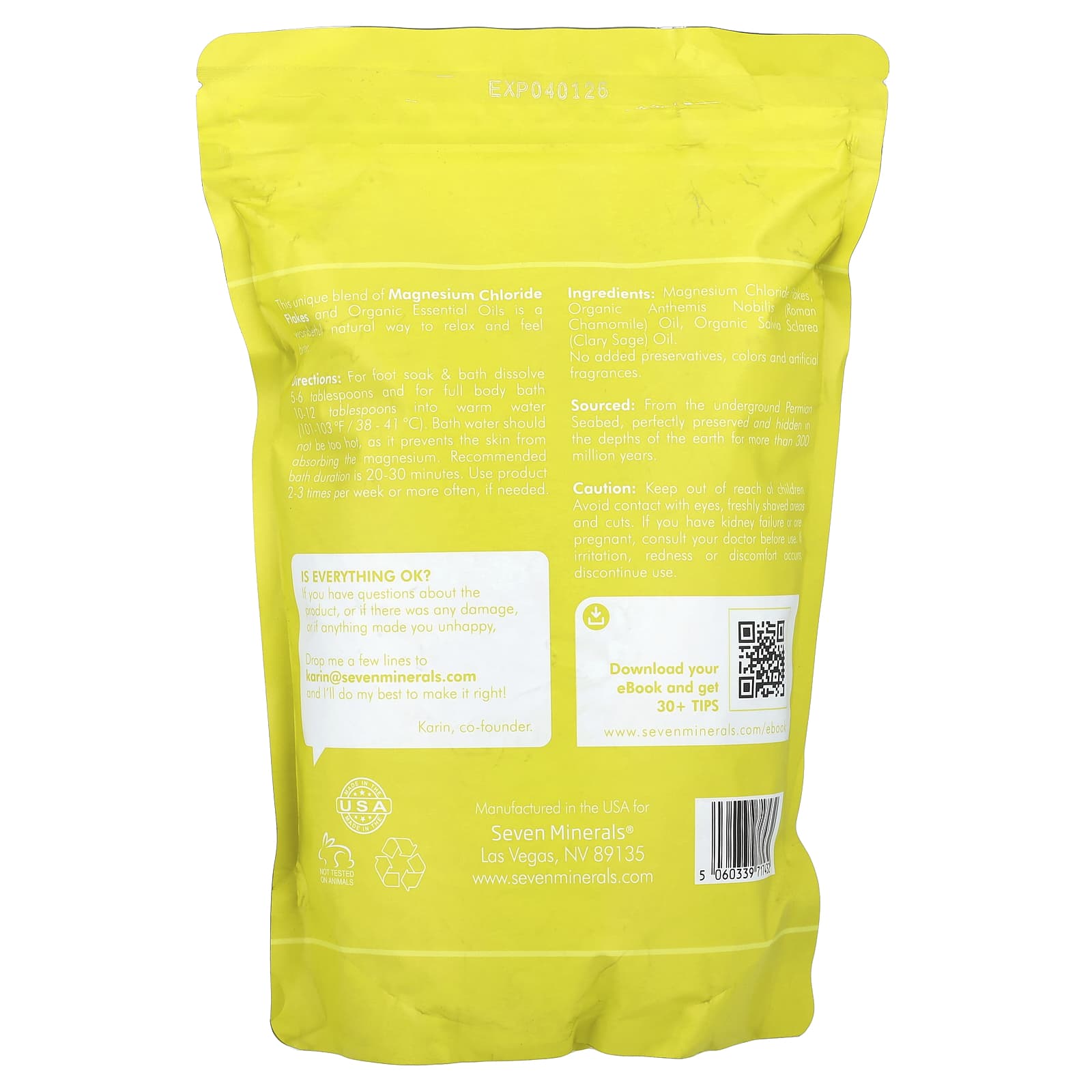 Seven Minerals, Deep Relaxation, Magnesium Bath Flakes, Roman Chamomile & Clary Sage, 3 lb (1.36 kg) - Image 2