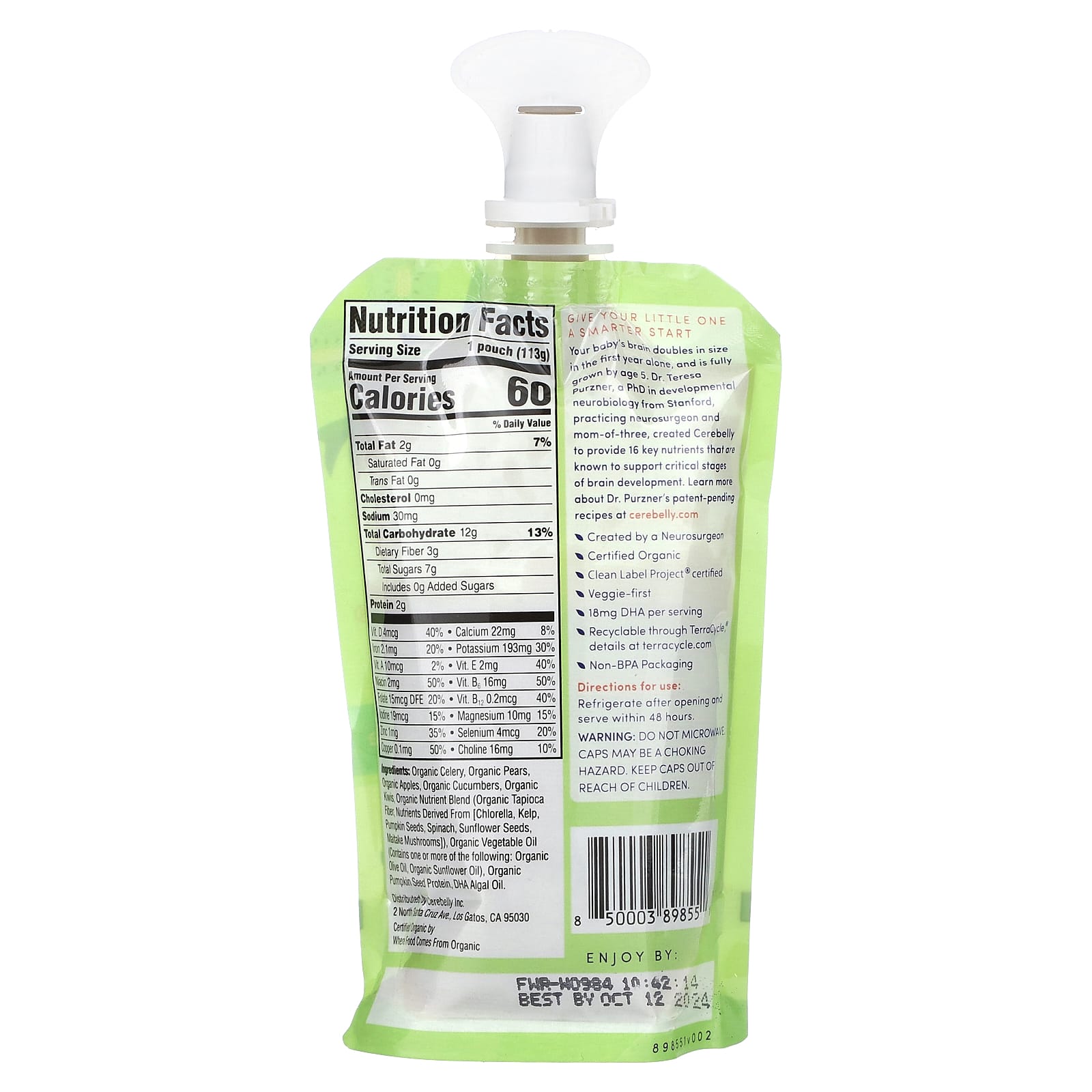 Organic Baby Puree for Brain Development by Cerebelly (4 oz) - Image 2