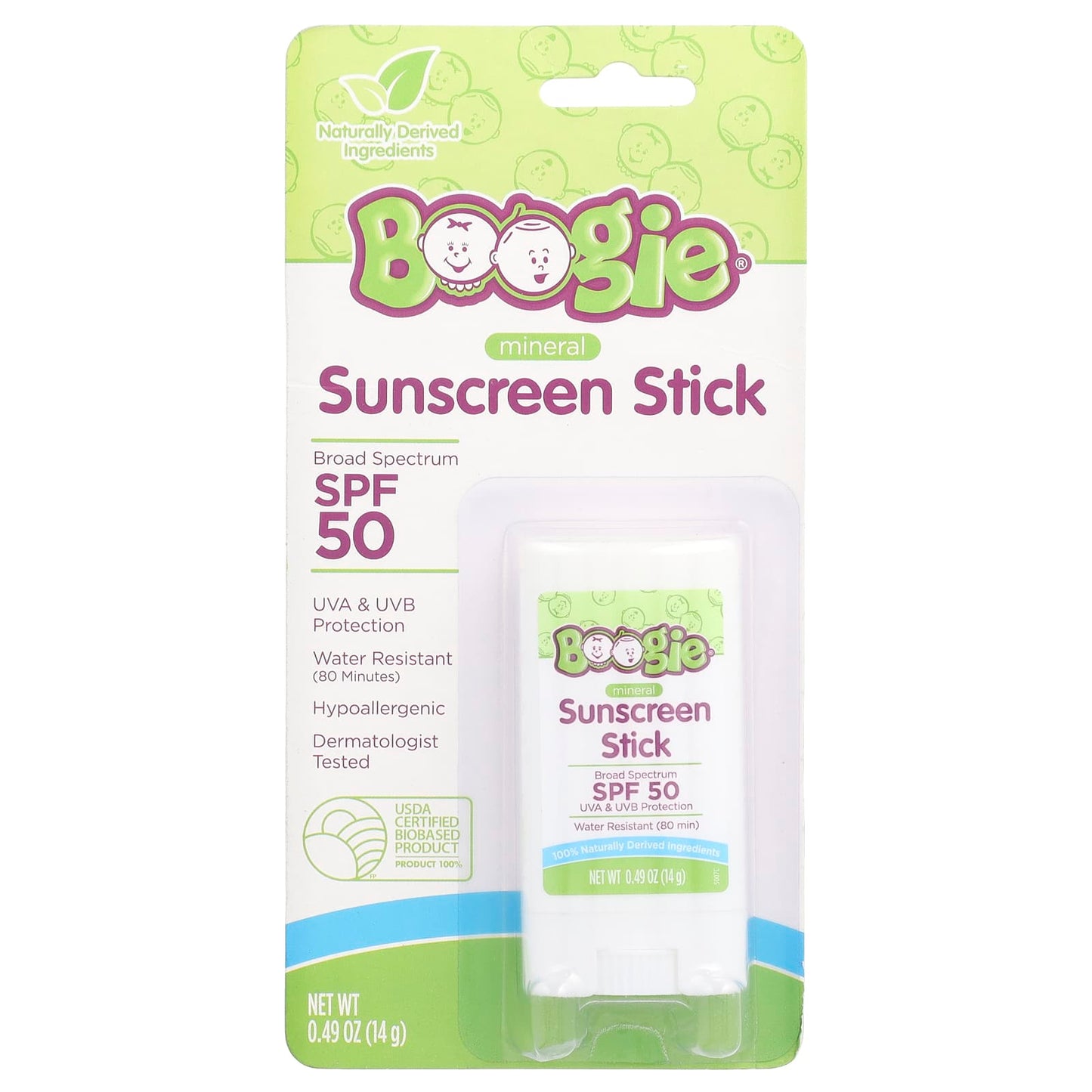 Boogie Wipes Mineral Sunscreen Stick, SPF 50, 0.49 oz - Protect Sensitive Skin - Image 2