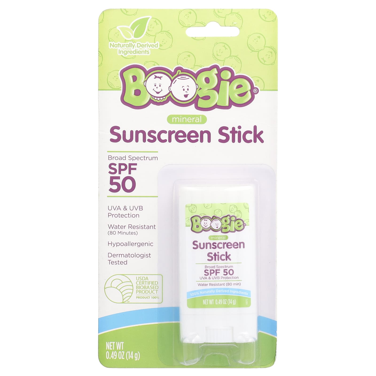 Boogie Wipes Mineral Sunscreen Stick, SPF 50, 0.49 oz - Protect Sensitive Skin - Image 2