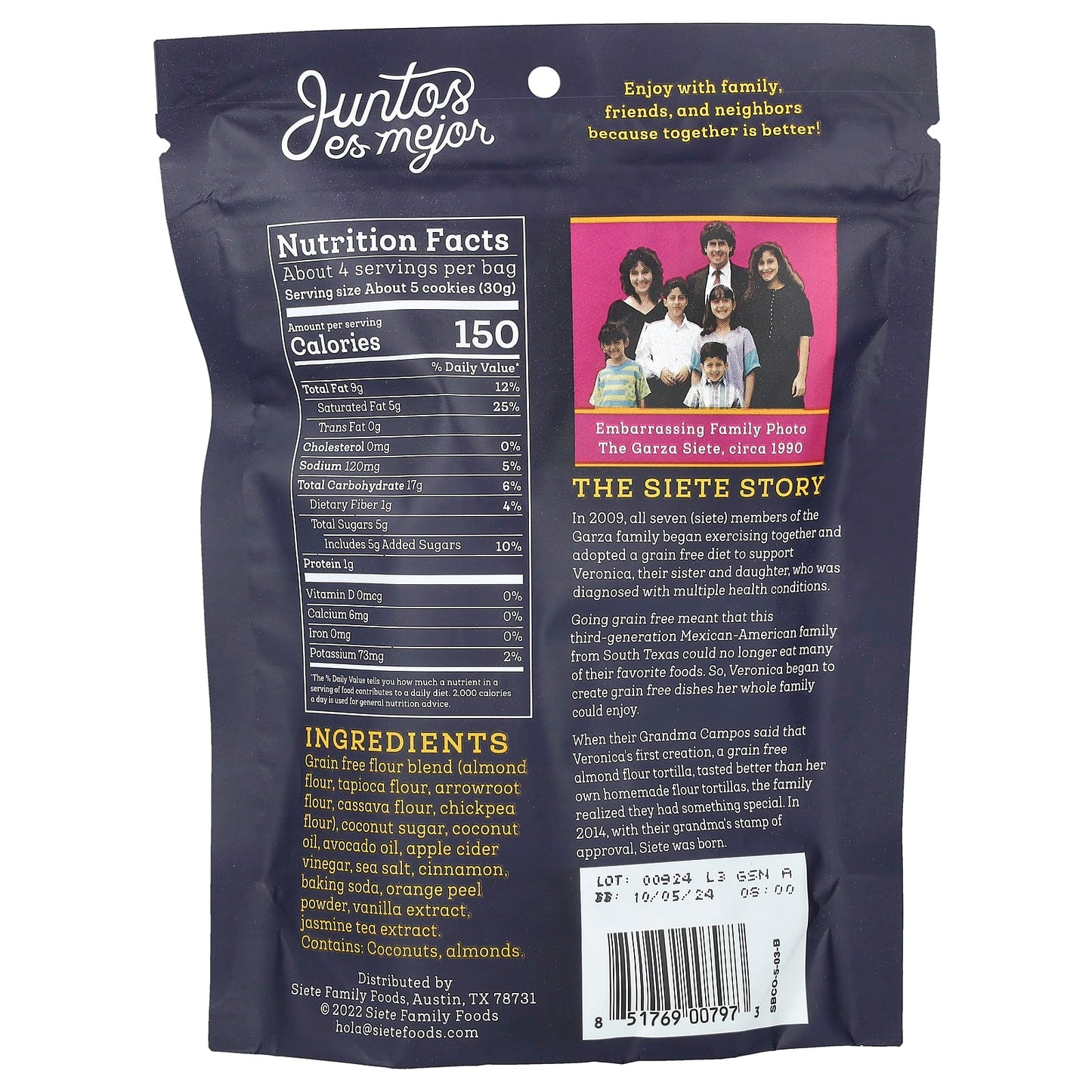 Siete, Grain Free Cookies, Mexican Shortbread , 4.5 oz (127.6 g) - Image 2
