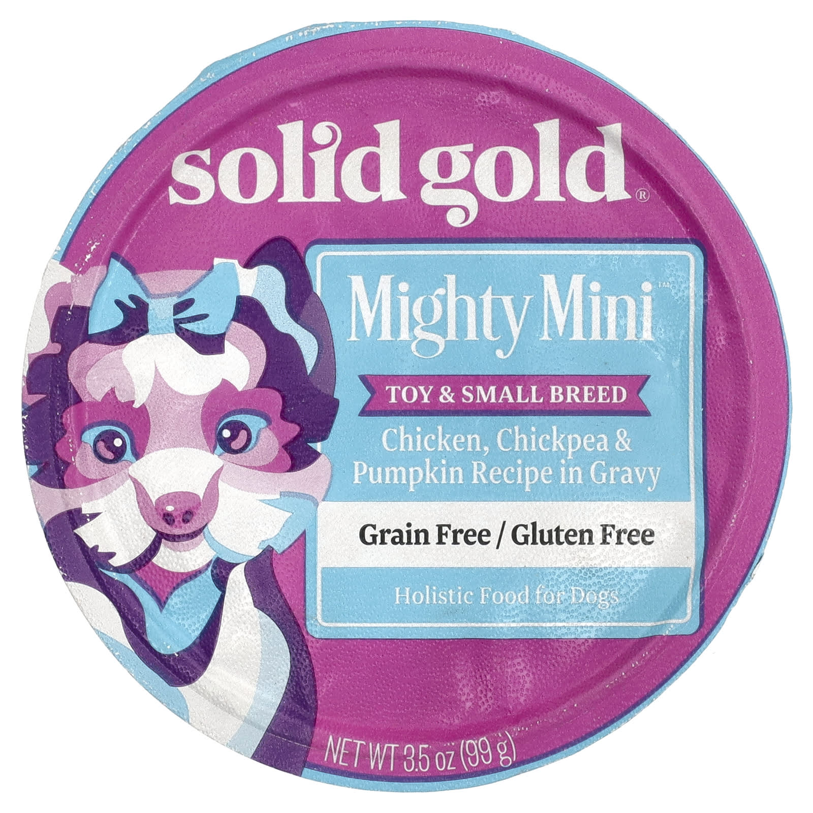 Solid Gold, Mighty Mini™, For Toy & Small Breed Dogs, Chicken, Chickpea & Pumpkin Recipe in Gravy, 3.5 oz (99 g) - Image 1