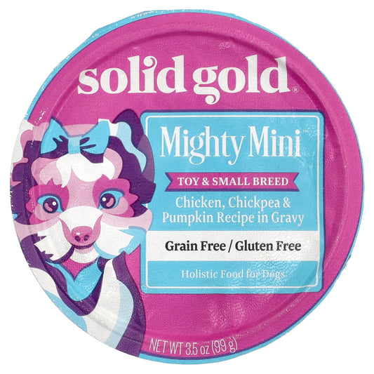 Solid Gold, Mighty Mini™, For Toy & Small Breed Dogs, Chicken, Chickpea & Pumpkin Recipe in Gravy, 3.5 oz (99 g) - Image 1