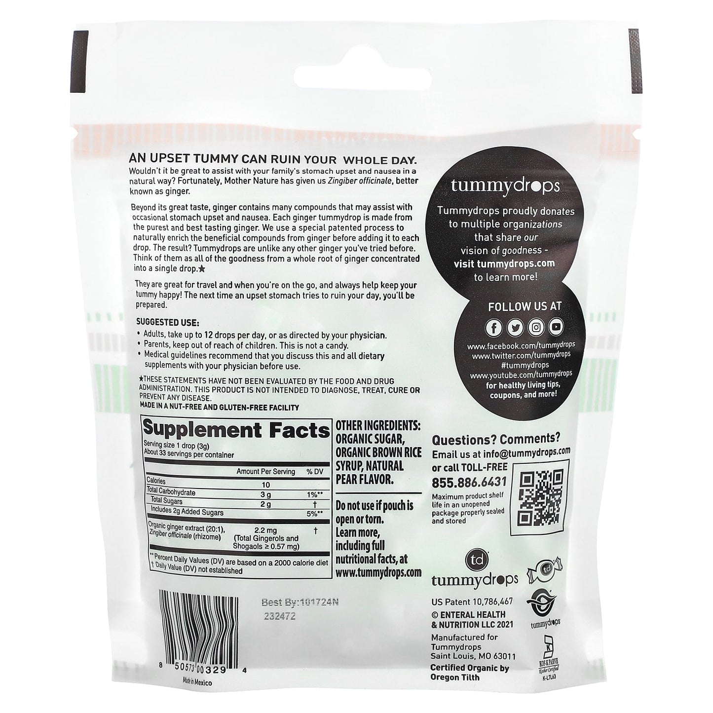 Tummydrops, Organic Sweet Ginger Pear, 33 Lozenges - Image 2