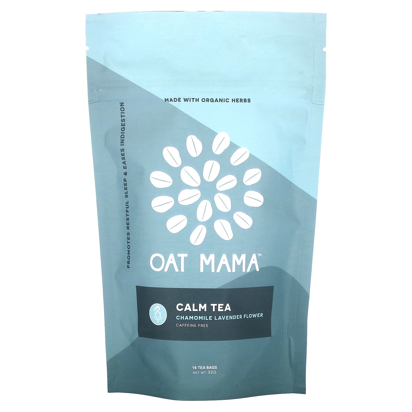 Oat Mama, Calm Tea, Chamomile Lavender Flower, Caffeine Free, 14 Tea Bags, 32 g - Image 1