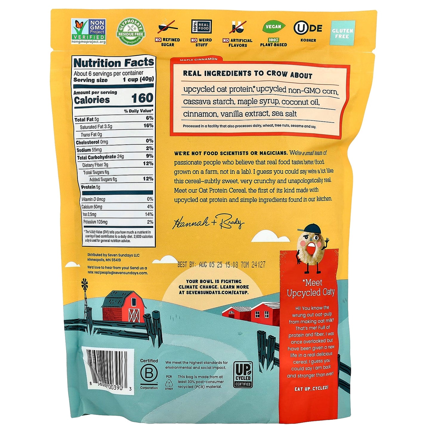 Seven Sundays, Oat Protein Cereal, Maple Cinnamon, 8 oz (227 g) - Image 2
