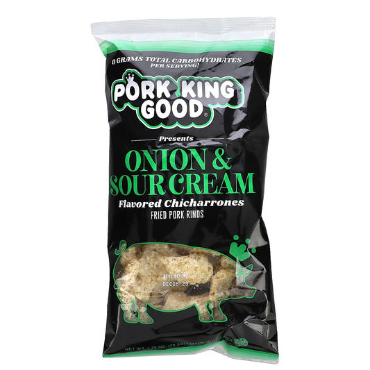 Pork King Good, Flavored Chicharrones, Onion & Sour Cream, 1.75 oz (49.5 g) - Image 1