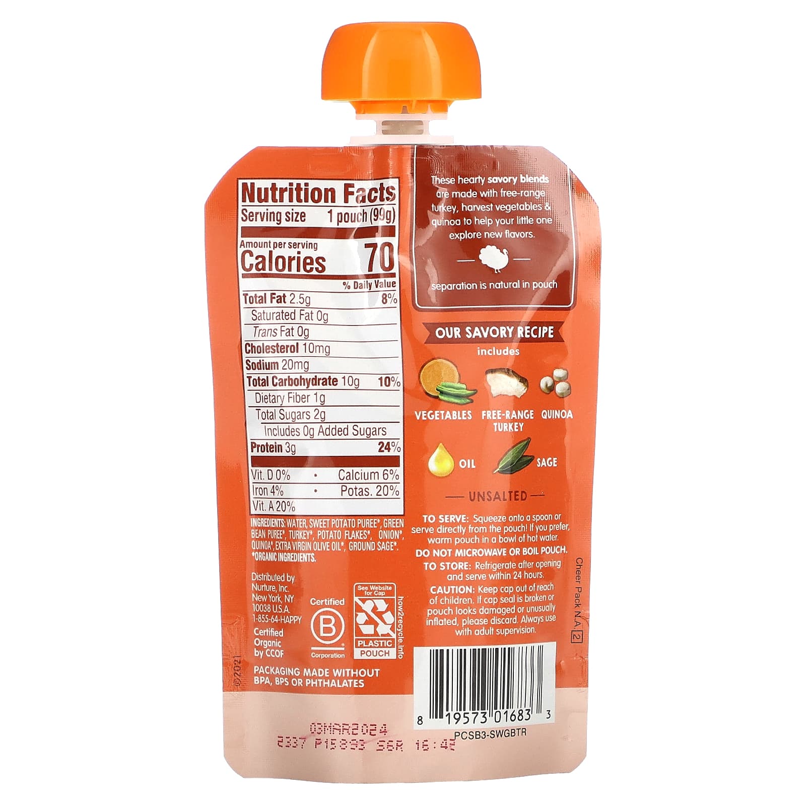 Happy Baby Organic Turkey & Quinoa Skillet, 7+ Months, USDA Organic - Image 2