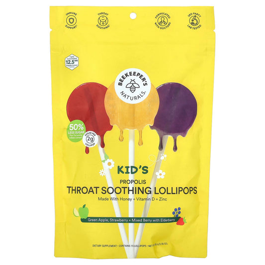 Beekeeper's Naturals Kids Propolis Lollipops | Immune Support for Kids - Image 1